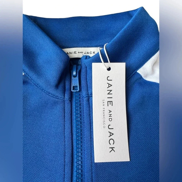 NWT Janie and Jack Blue and White Zip Up Jacket - Picture 3 of 4